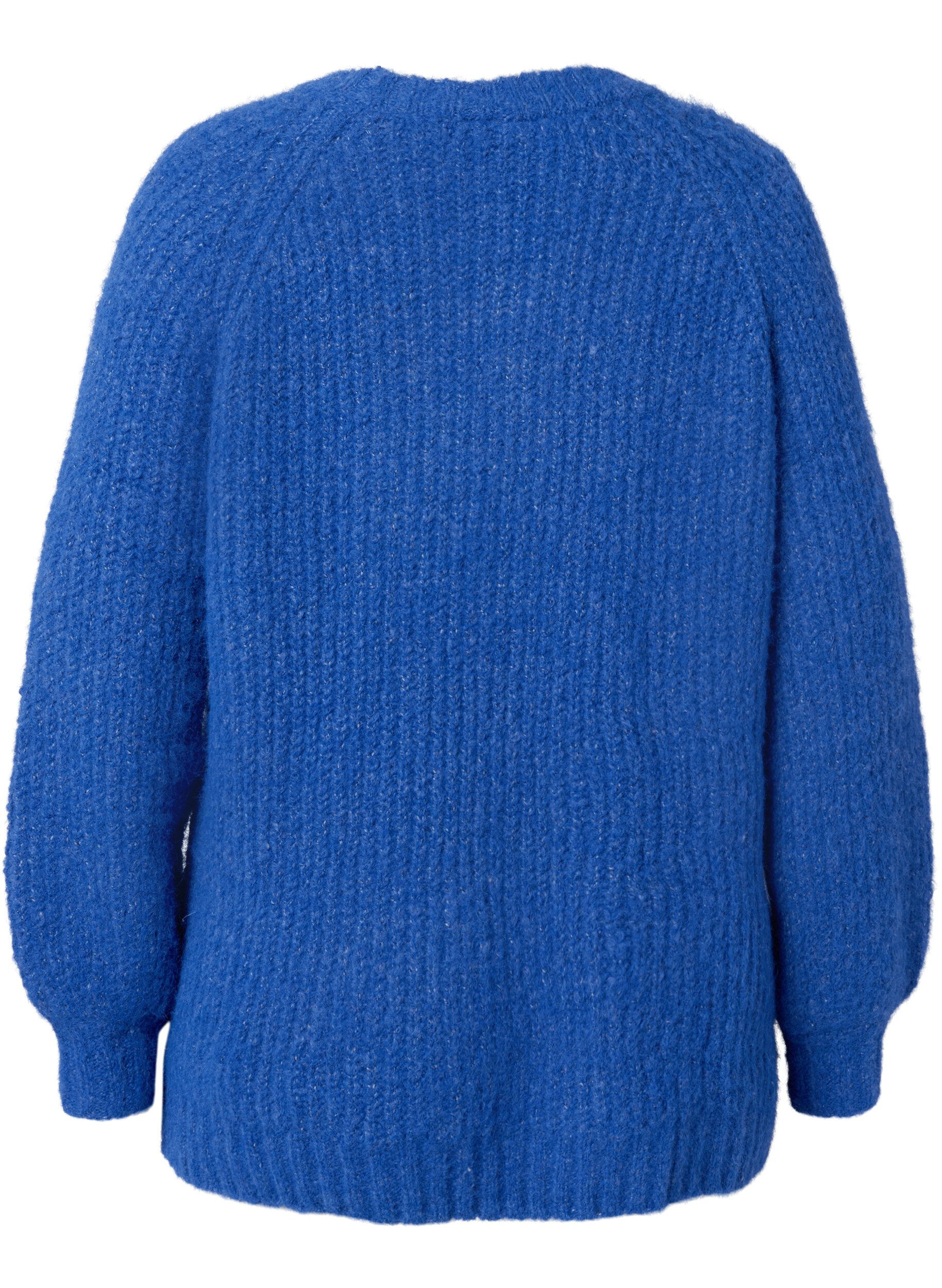 ZizziGestrickter Pullover mit Wolle und Raglan&auml;rmeln, Princess Blue, Packshot image number 1