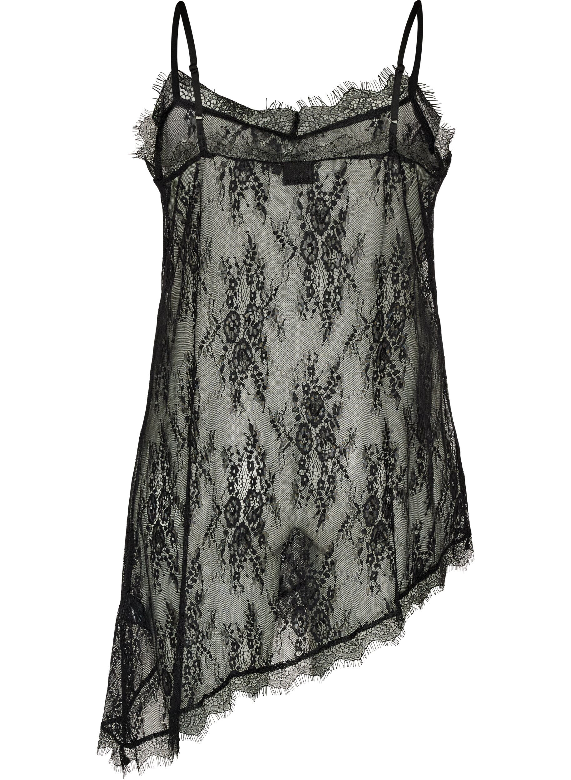 ZizziSpitzenkleid mit asymmetrischem Schnitt, Schwarz, Packshot image number 1