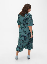 Bedrucktes Wickelkleid mit kurzen Ärmeln, Sea Pine Leaf AOP, Model