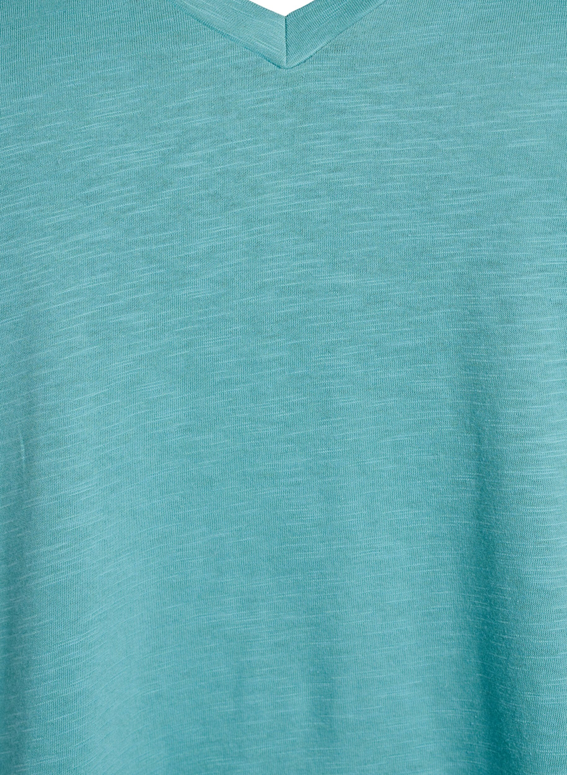 ZizziKurz&auml;rmliges Basic-T-Shirt mit V-Ausschnitt, Blau, Packshot image number 2