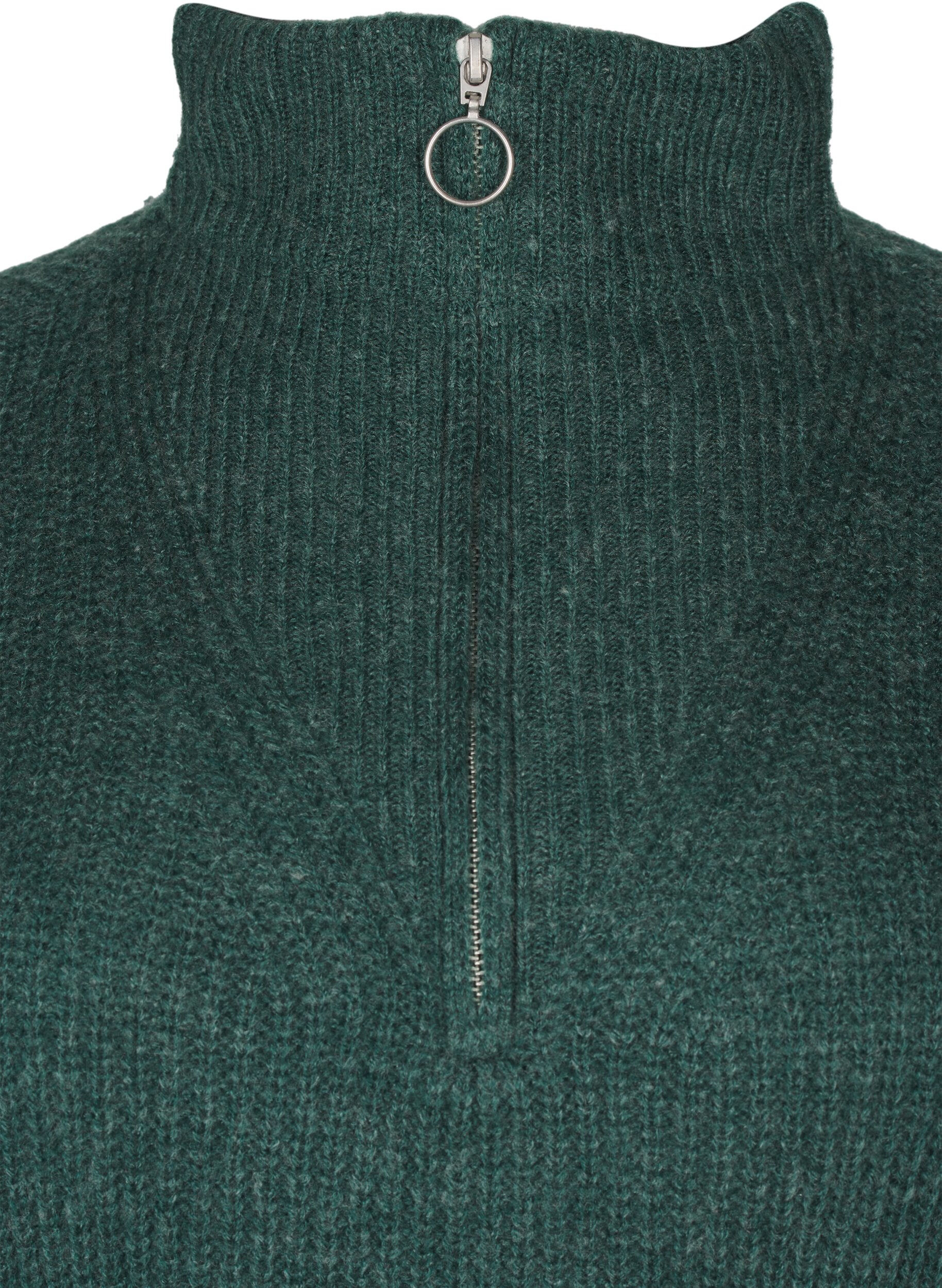 ZizziStrickpullover mit hohem Kragen und Rei&szlig;verschluss, Gr&uuml;n, Packshot image number 2