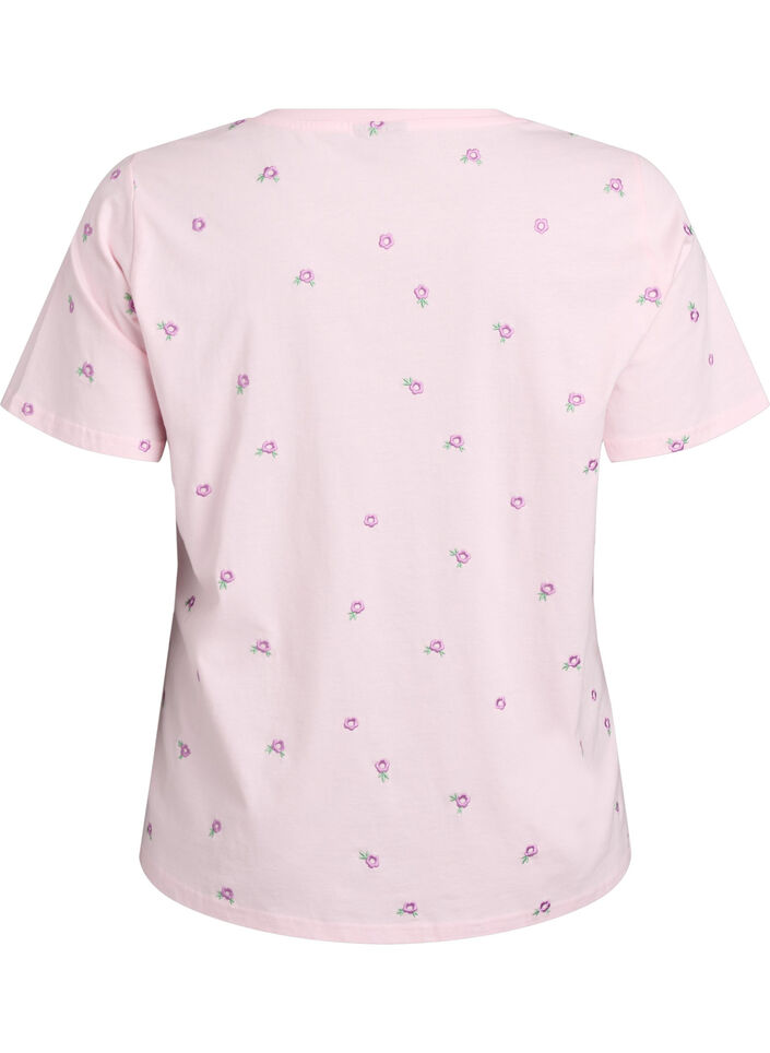 T-Shirt aus Bio-Baumwolle mit aufgestickten Motiven, Pink, Packshot image number 1