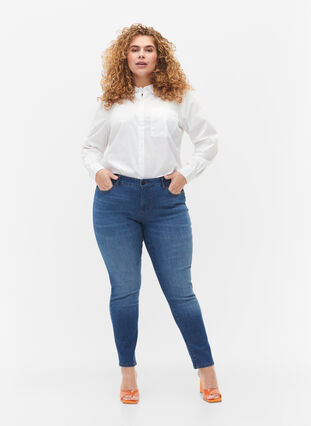 Emily Jeans mit regulärer Taille und schlankem Schnitt, Blue denim, Model image number 3