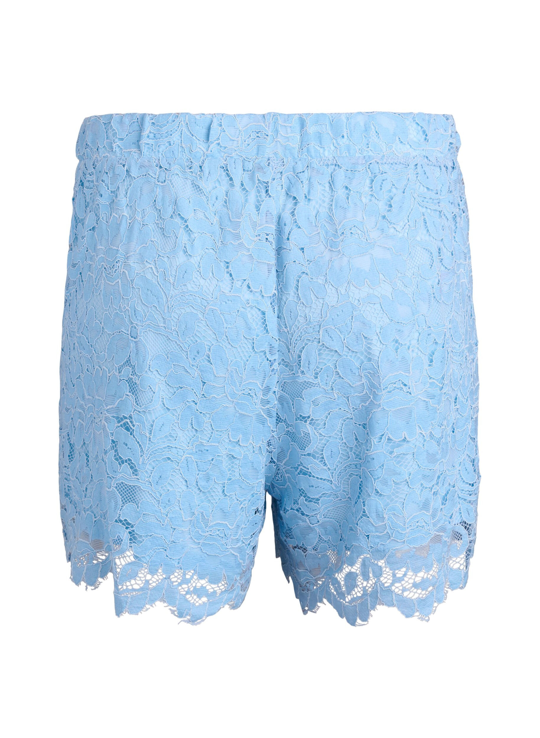 ZizziShorts aus Spitze mit hoher Taille und Taschen, Blau, Packshot image number 1
