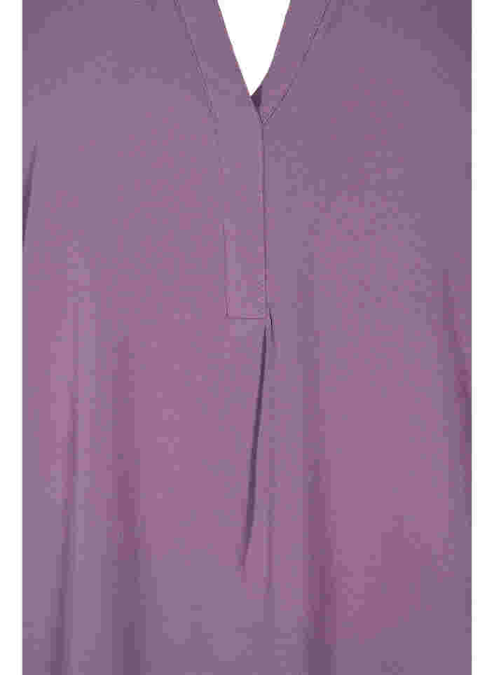 Kurzärmelige Bluse mit V-Ausschnitt, Vintage Violet, Packshot image number 2
