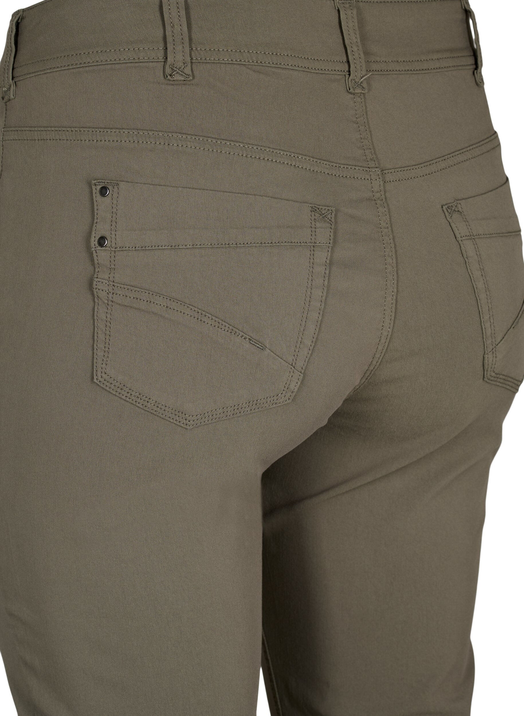 ZizziEng anliegende Capri-Hose aus einer Viskosemischung, Dusty Olive, Packshot image number 3