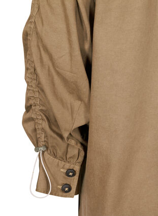 Lange, starke Hemdbluse mit Brusttaschen, Kaki Green, Packshot image number 3