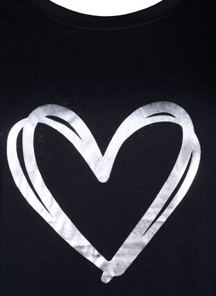 FLASH - T-Shirt mit Motiv, Black Silver Heart, Packshot image number 2