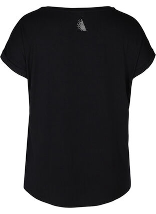 Kurzarm Trainings-T-Shirt mit Aufdruck, Black, Packshot image number 1