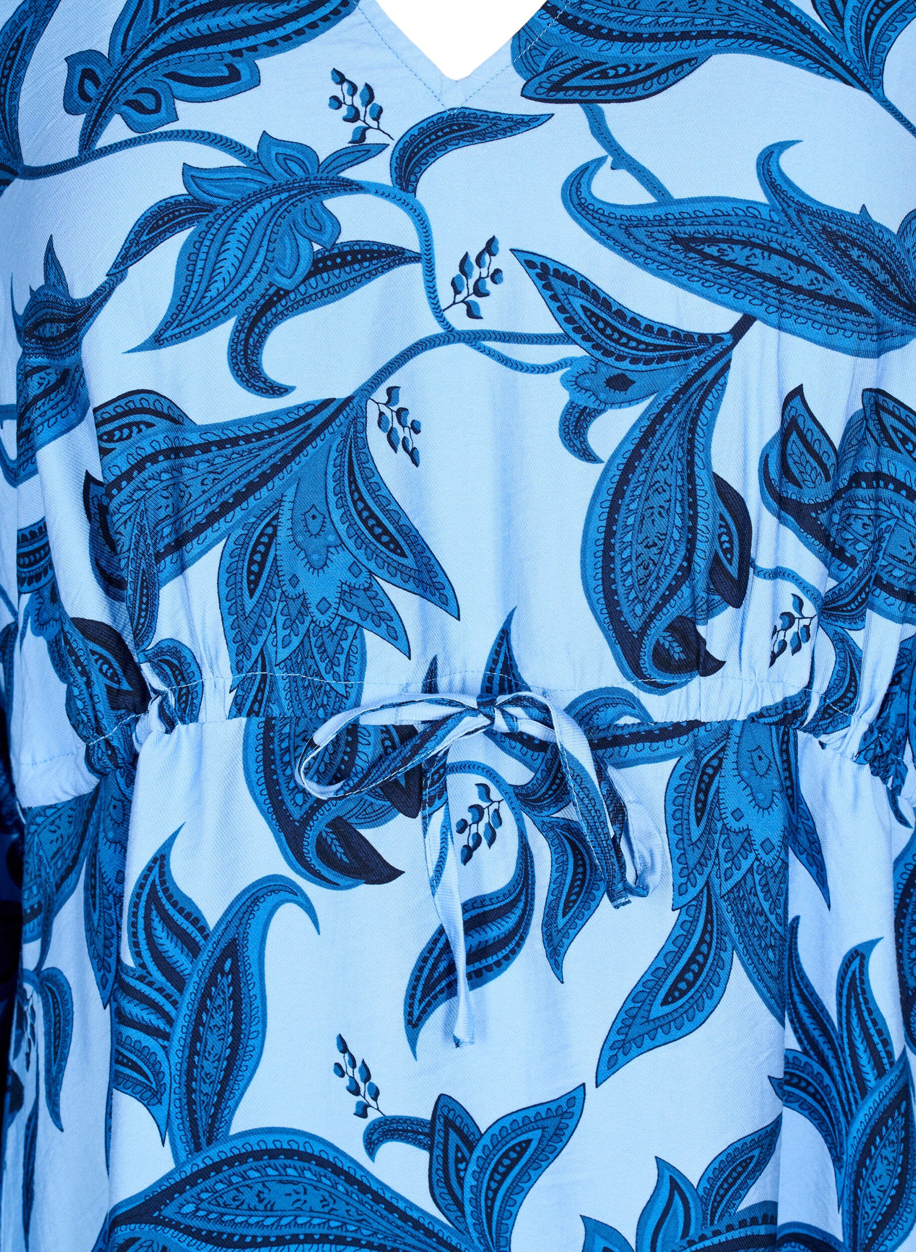 ZizziLangarmkleid mit Paisleymuster und Bindeg&uuml;rtel, Blau, Packshot image number 2