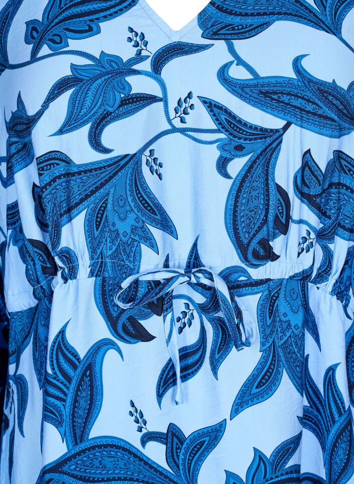 Langarmkleid mit Paisleymuster und Bindegürtel, Blau, Packshot image number 2