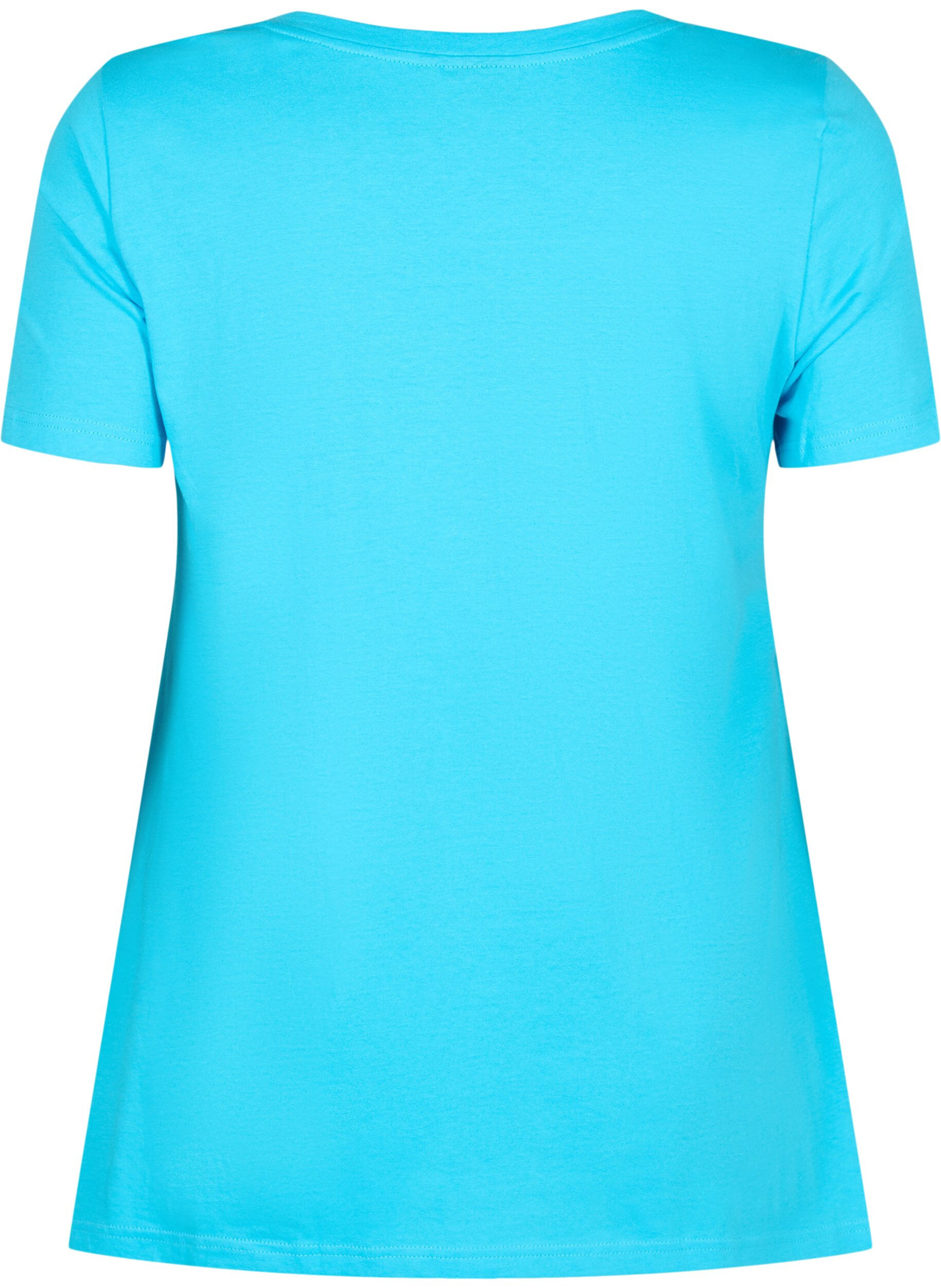 ZizziBaumwoll-T-Shirt mit kurzen &Auml;rmeln, Blue Atoll W. Be, Packshot image number 1