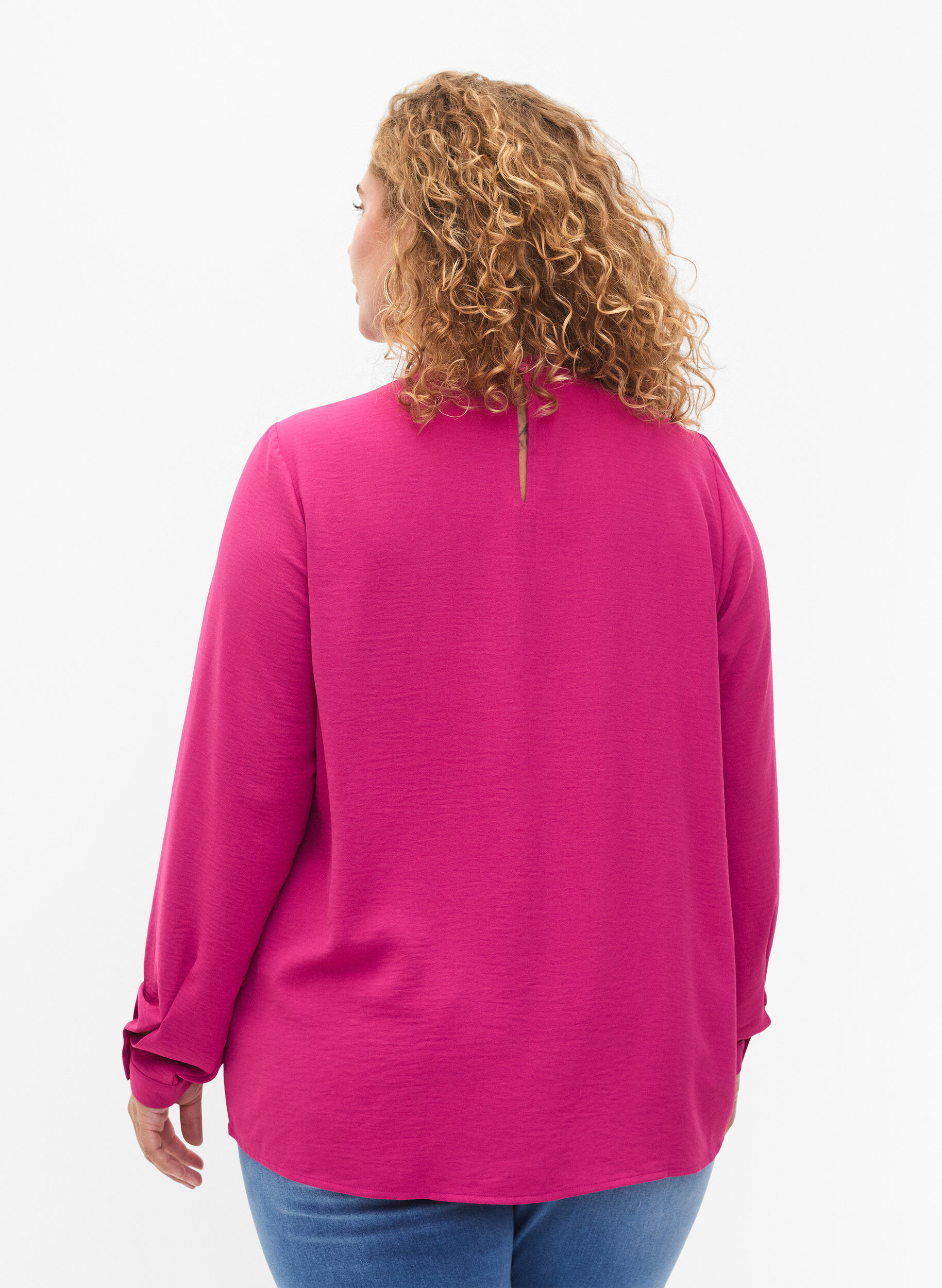 ZizziLang&auml;rmelige Bluse mit Spitzendetail, Festival Fuchsia, Model image number 1