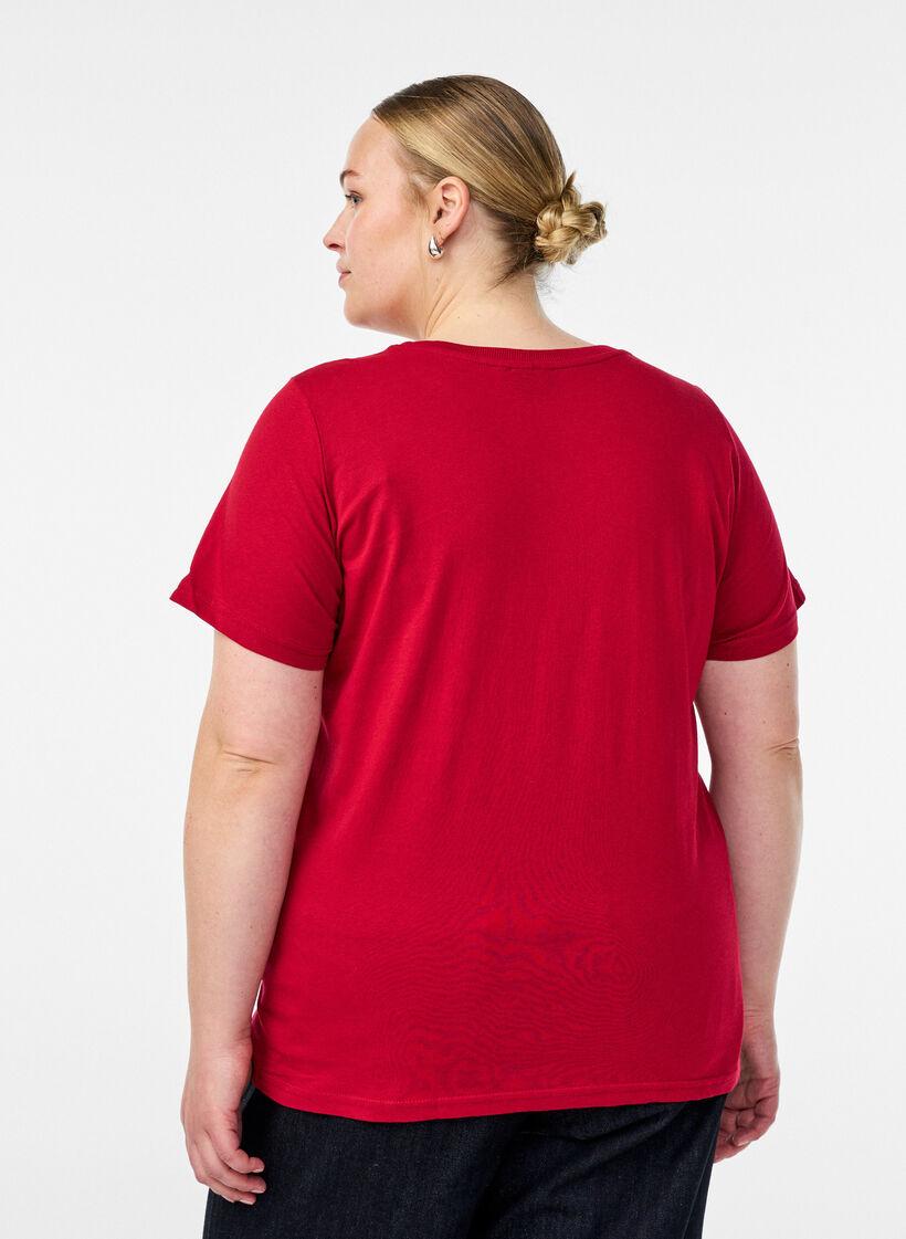 Weihnachts-T-Shirt aus Bio-Baumwolle, Rot, Model image number 2