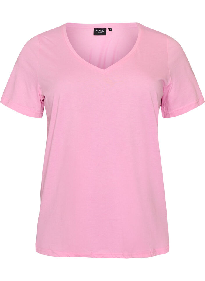 T-Shirt mit V-Ausschnitt, Pink, Packshot image number 0