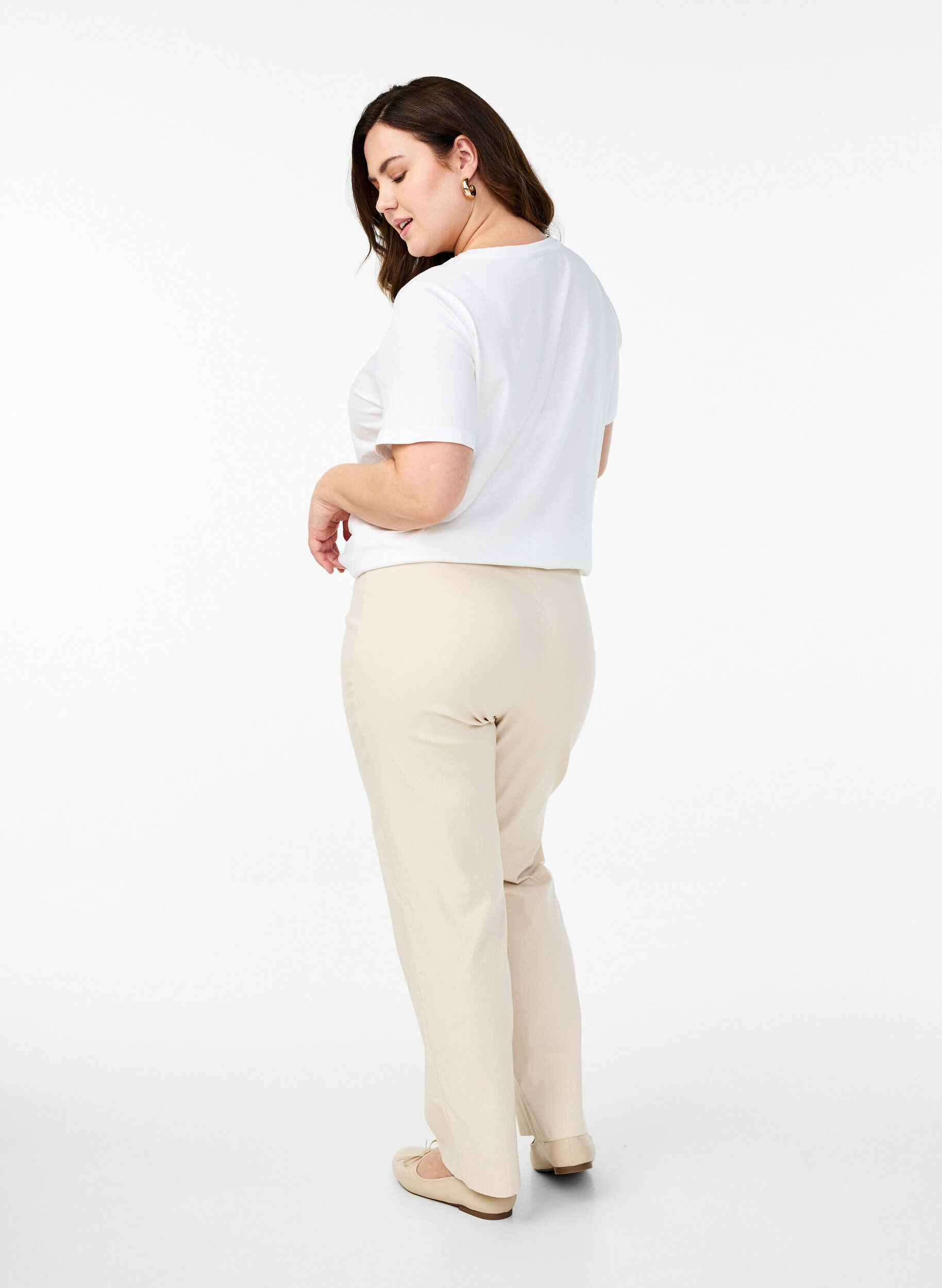 ZizziDehnbare Hose aus Viskose, Beige, Model image number 1