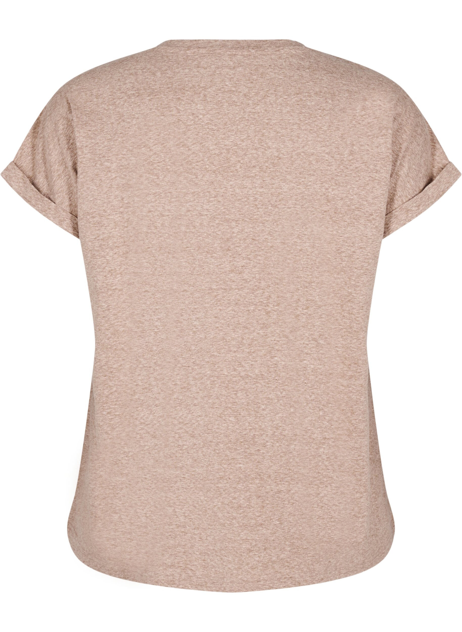 ZizziMelange T-Shirt mit kurzen &Auml;rmeln, Braun, Packshot image number 1