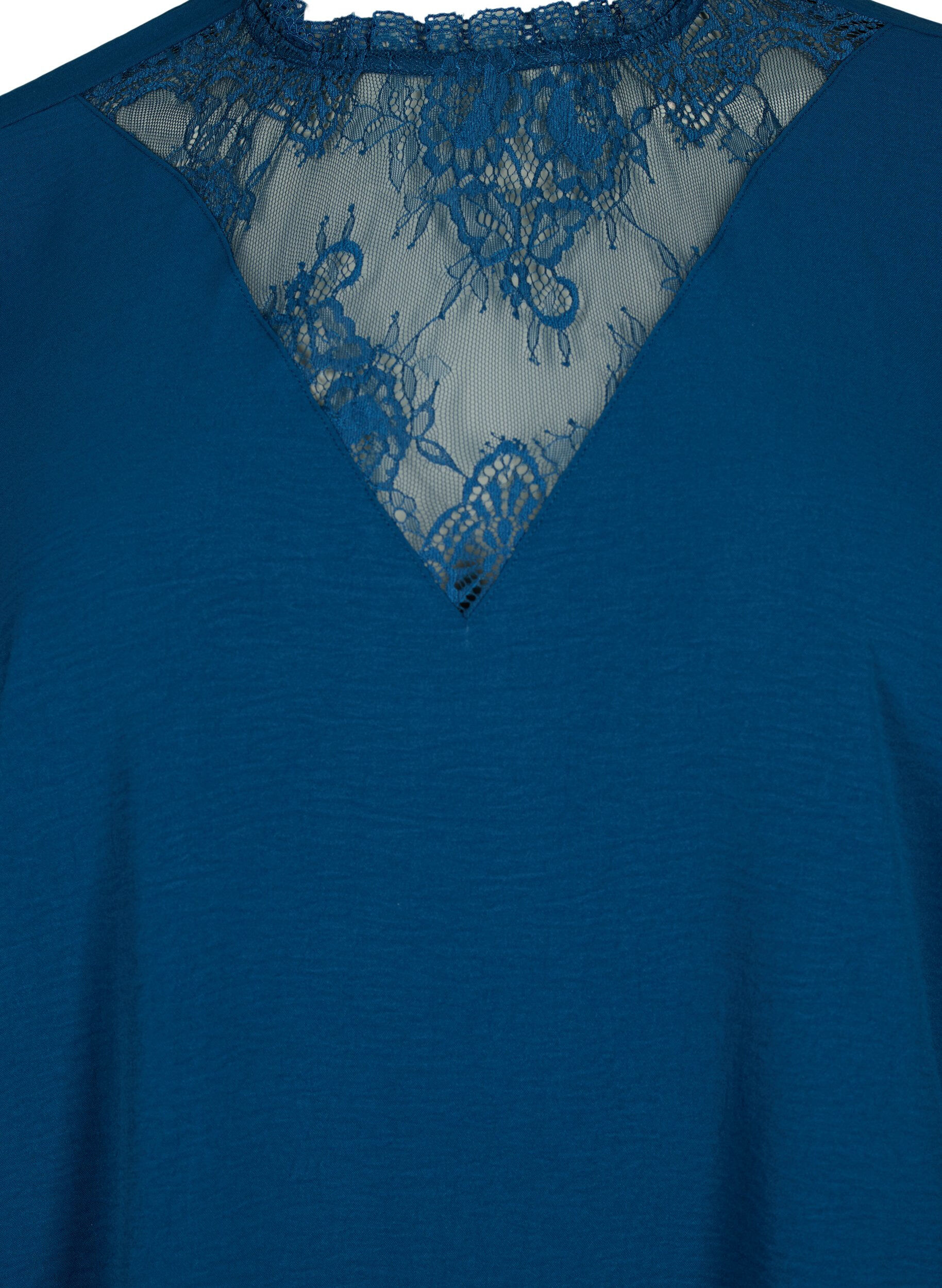 ZizziLang&auml;rmelige Bluse mit Spitzendetail, Titan, Packshot image number 2