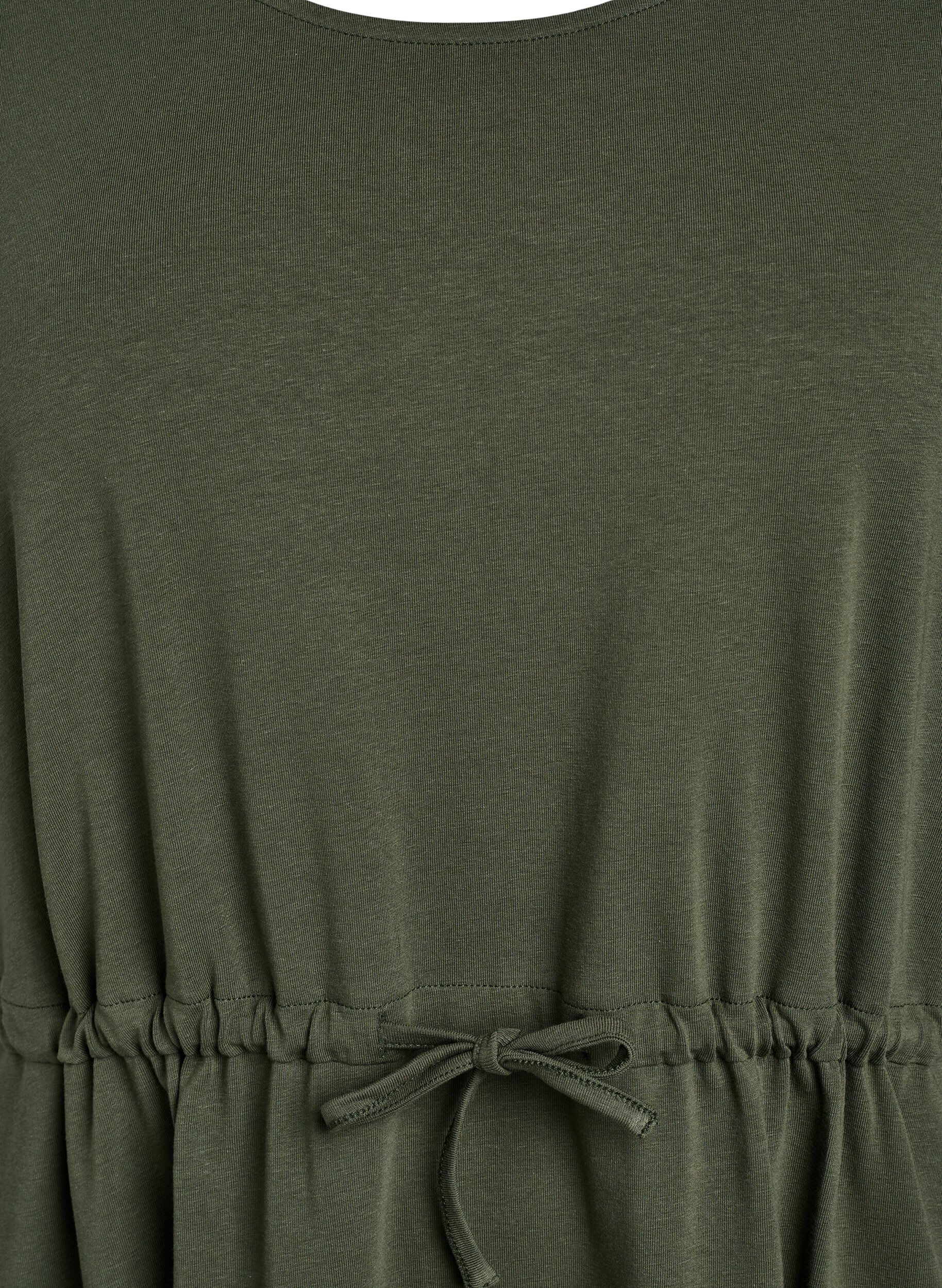 ZizziMidikleid aus Baumwolle mit kurzen &Auml;rmeln, Gr&uuml;n, Packshot image number 2