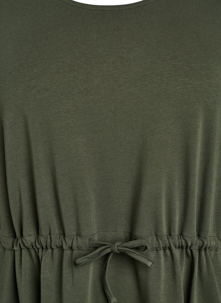 Midikleid aus Baumwolle mit kurzen Ärmeln, Grün, Packshot image number 2