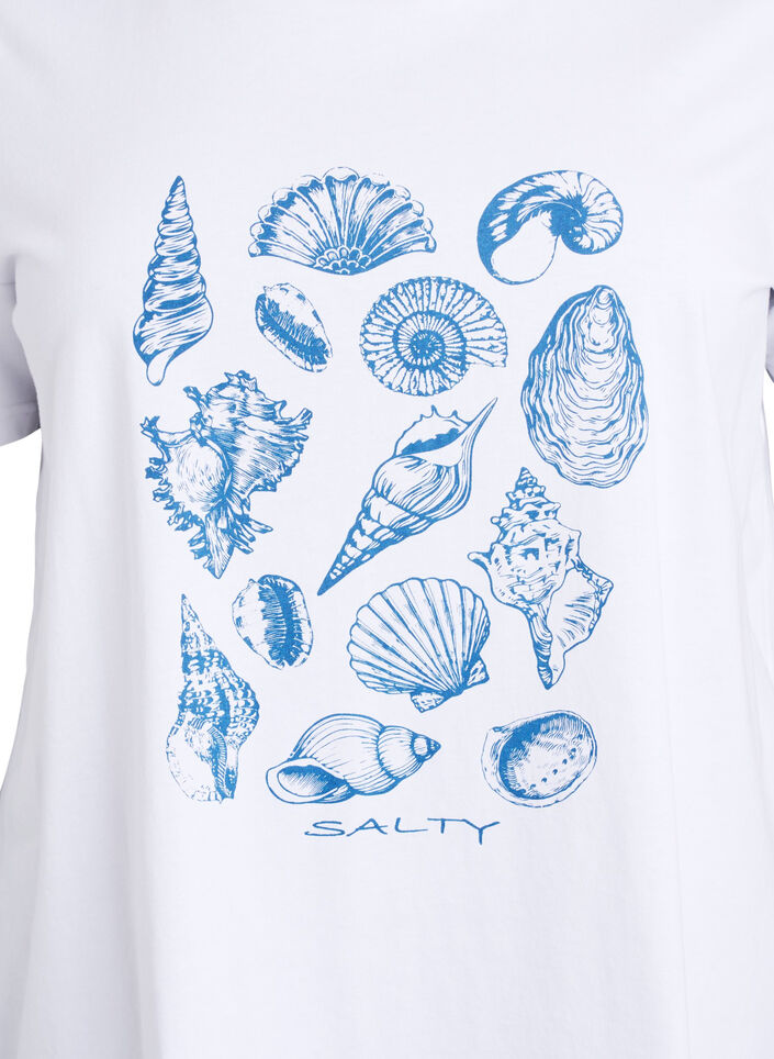 T-Shirt mit Printdetail, Weiß, Packshot image number 2