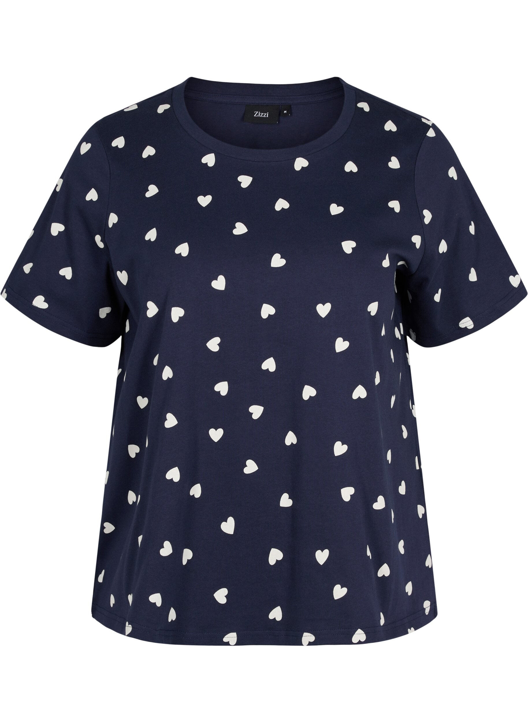 ZizziKurzarm Pyjama-T-Shirt aus Baumwolle, Navy Blazer AOP, Packshot image number 0
