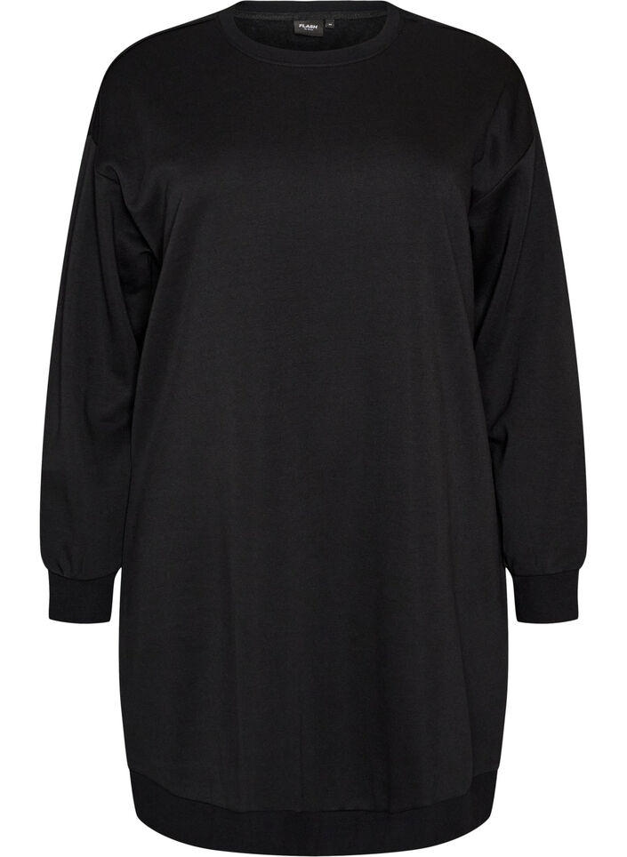 Lockeres Sweatkleid mit Taschen, Schwarz, Packshot image number 0