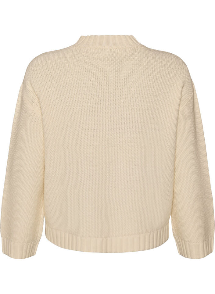 Pullover mit Zopfmuster, Vanille, Packshot image number 1
