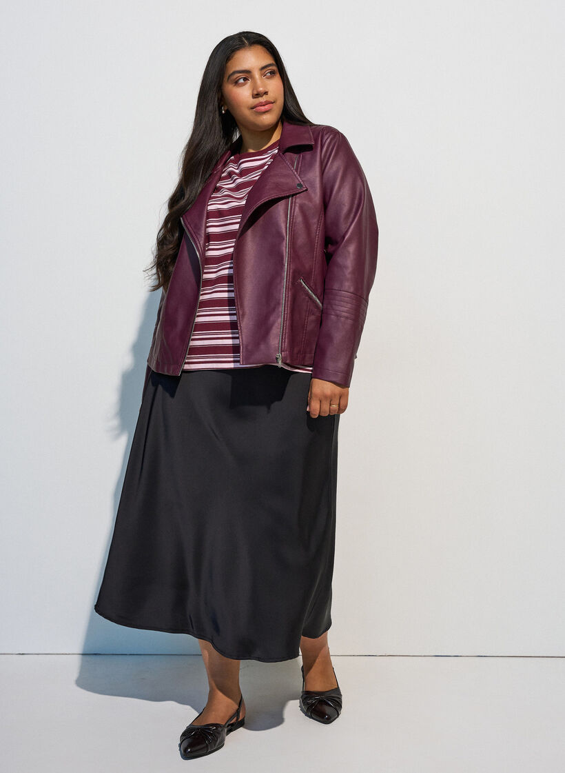 Bikerjacke aus Kunstleder, Rot, Model image number 1