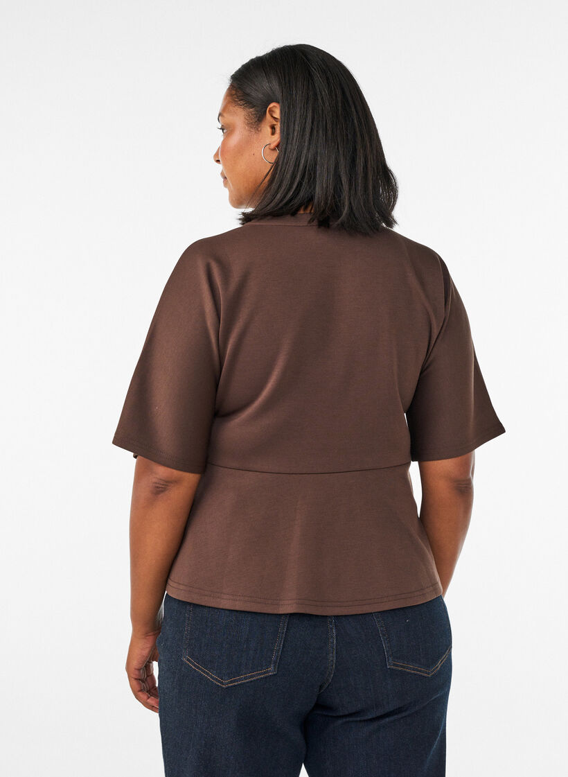 Peplum-Bluse mit ellenbogenlangen &Auml;rmeln, Braun, Model image number 2