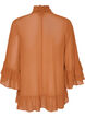 Bluse mit Bindeband und R&uuml;schendetails, Braun, Packshot image number 1