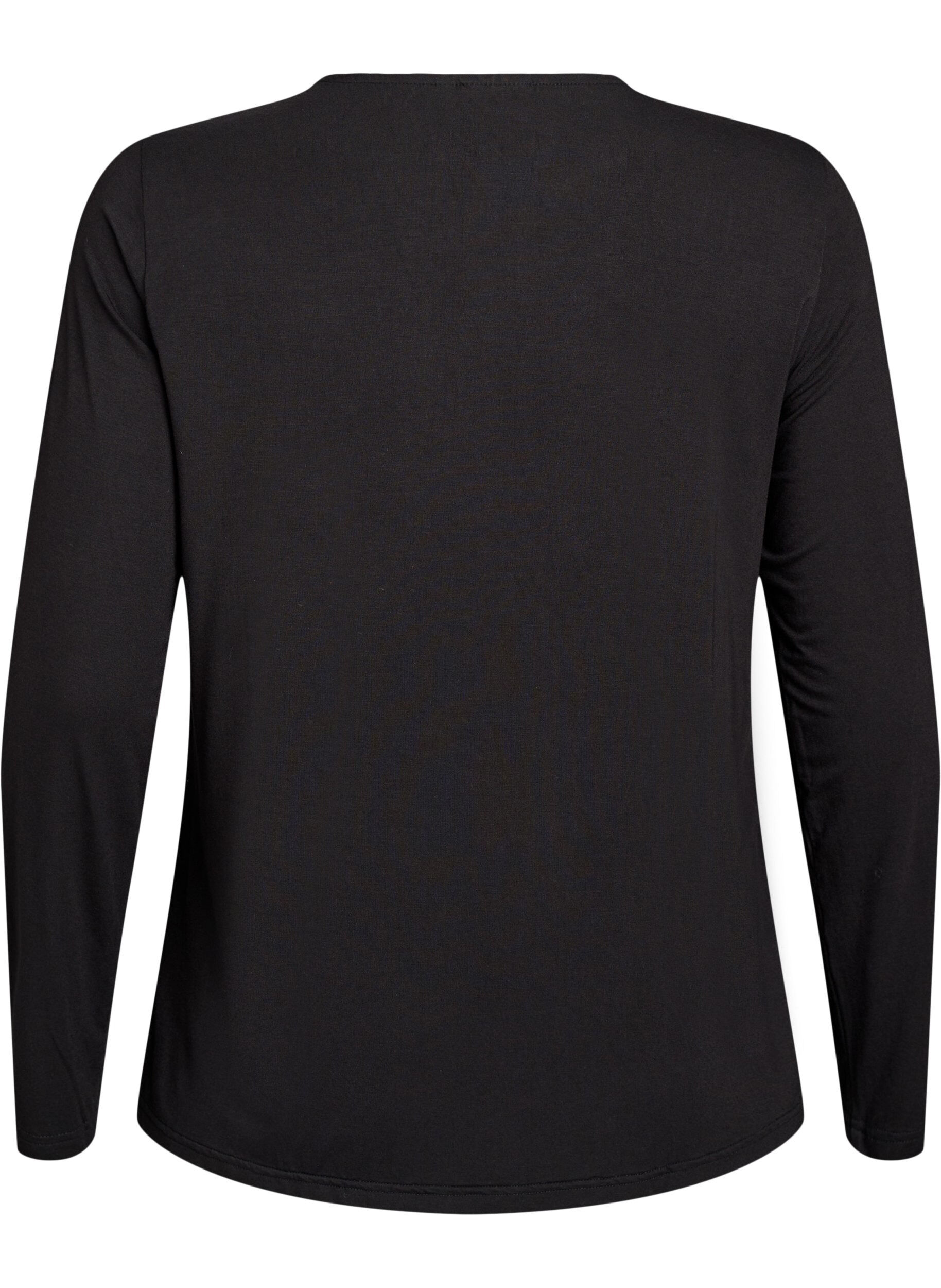 ZizziEinfarbige Bluse mit langen &Auml;rmeln, Schwarz, Packshot image number 1