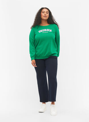 Baumwollsweatshirt mit Textprint, Jolly Green, Model image number 2