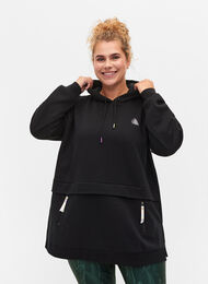 Sweatshirt mit Kapuze und Taschen, Black, Model