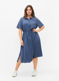Kurzärmeliges Shirt-Kleid, Vintage Indigo, Model
