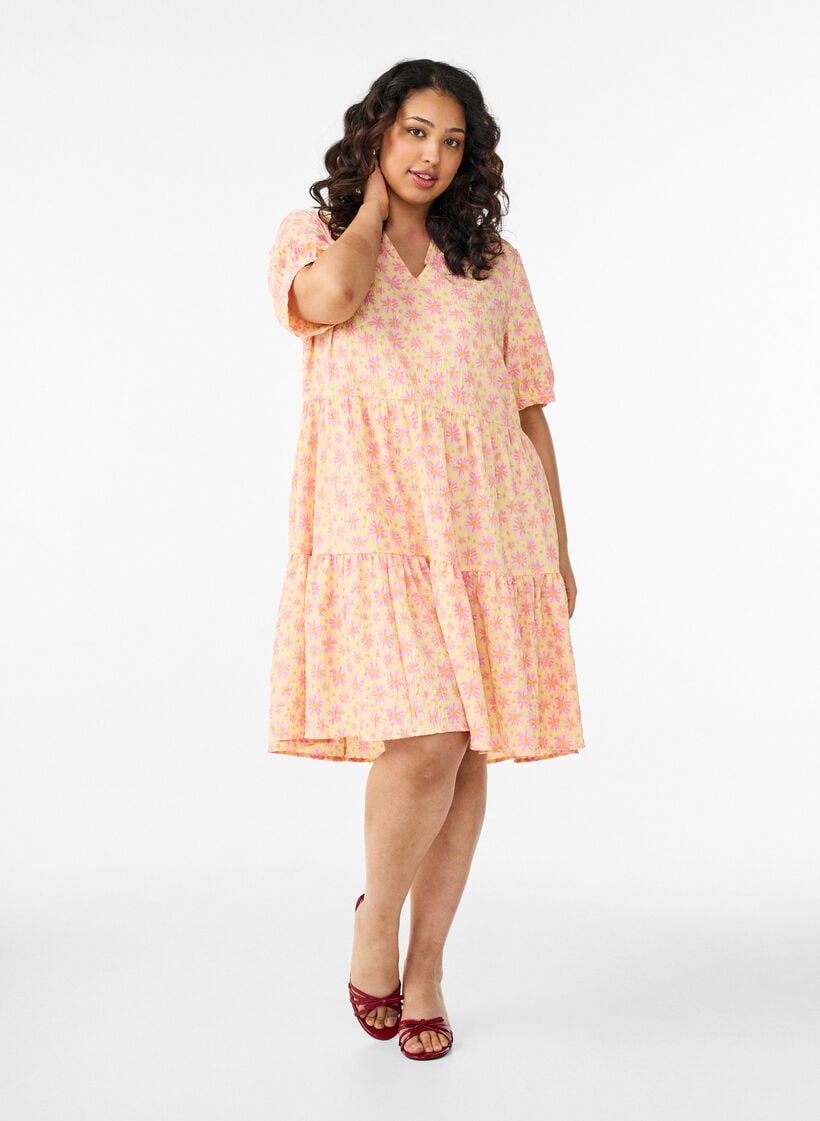 Kurzes A-Linien-Kleid, Gelb, Model image number 1