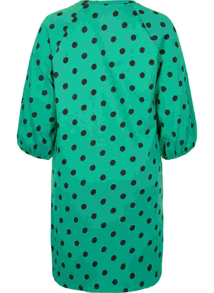 Kleid mit Punktmustern und 3/4 Ärmeln, Jolly Green Dot, Packshot image number 1