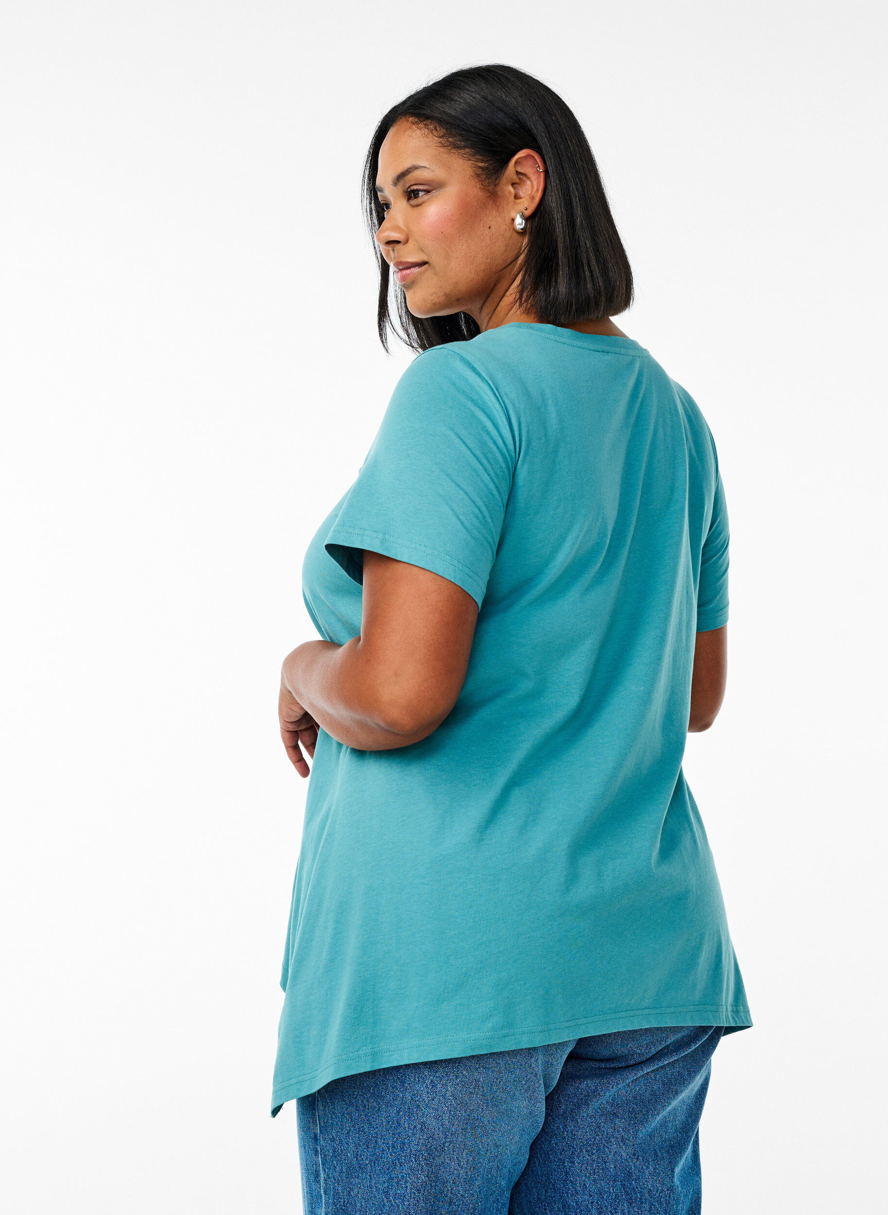 ZizziT-Shirt mit Rundhalsausschnitt und A-Linie, Gr&uuml;n, Model image number 2