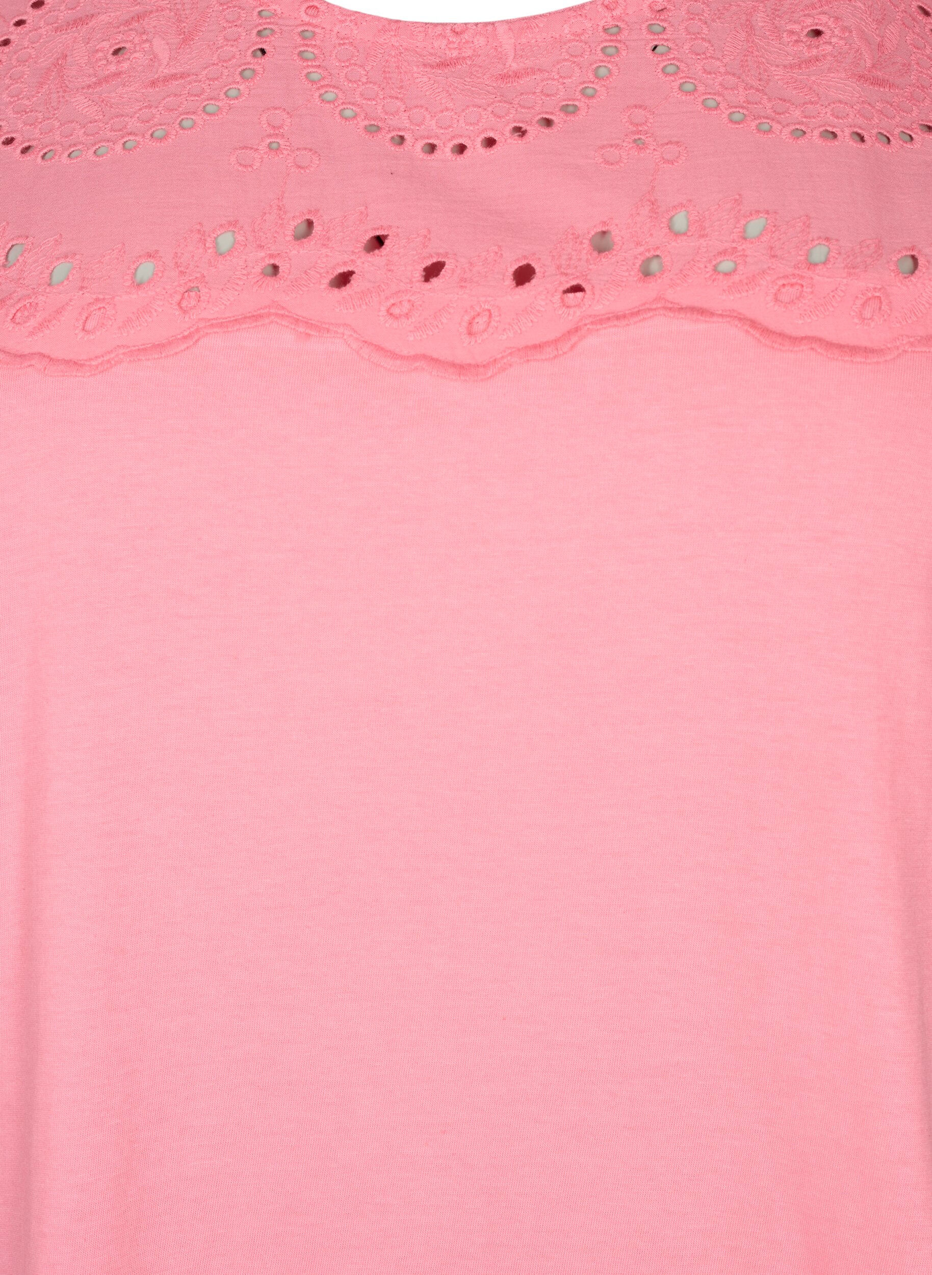 ZizziT-Shirt aus Bio-Baumwolle mit Lochstickerei, Strawberry Pink , Packshot image number 2