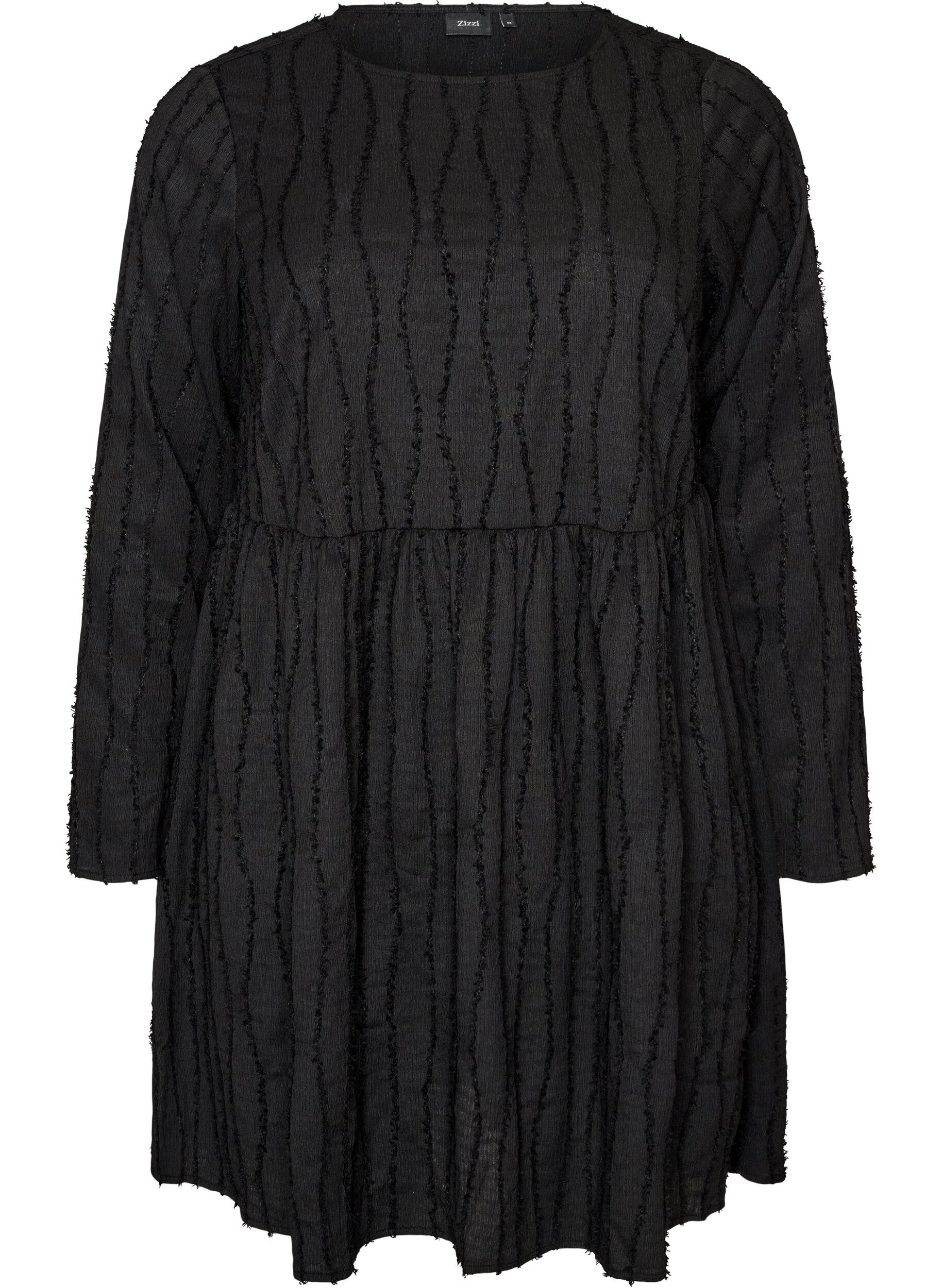 ZizziKurzes Jerseykleid mit welligem Strukturmuster, Schwarz, Packshot image number 0