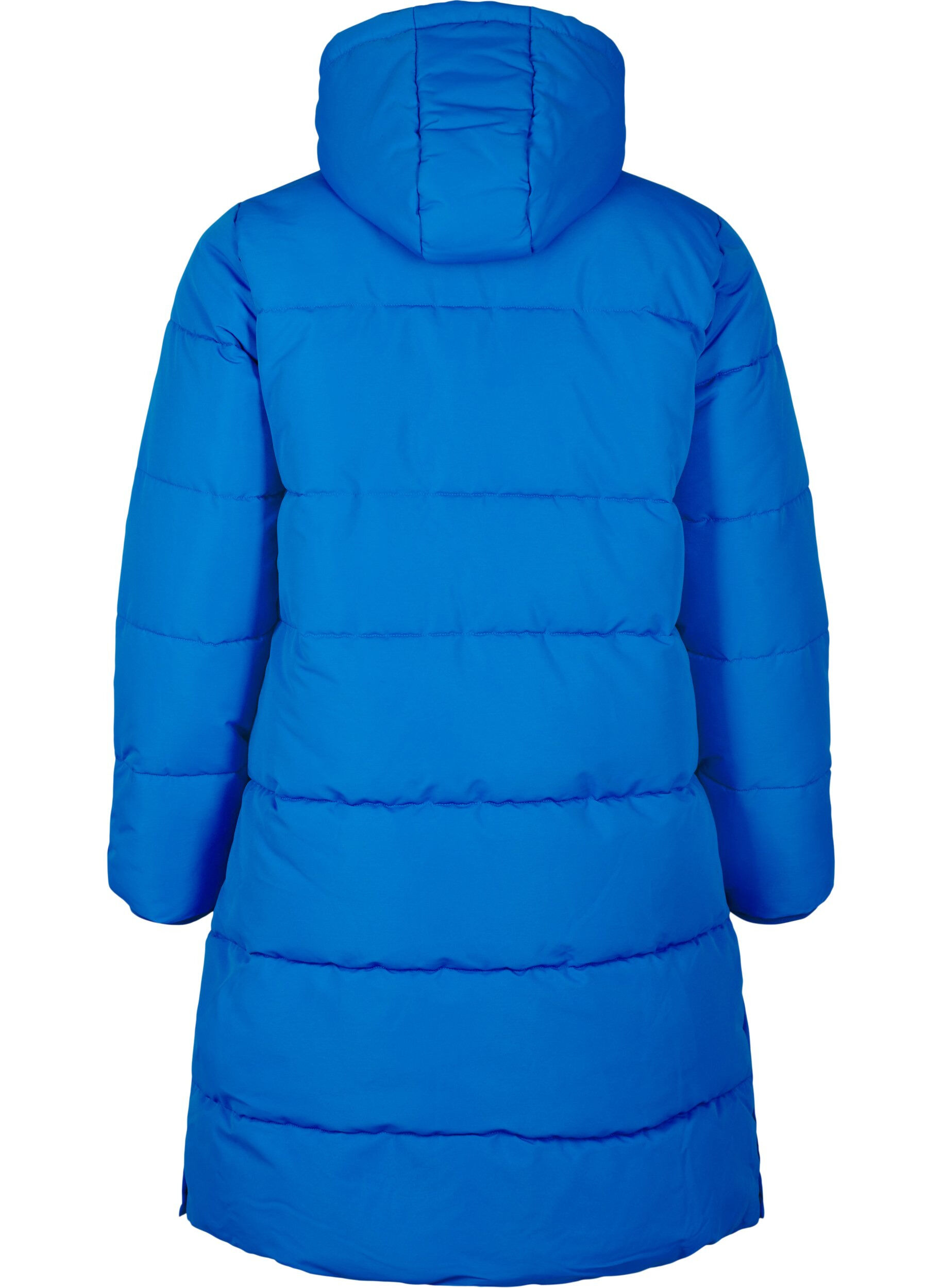 ZizziLange Pufferjacke mit Taschen und Kapuze, Blau, Packshot image number 1