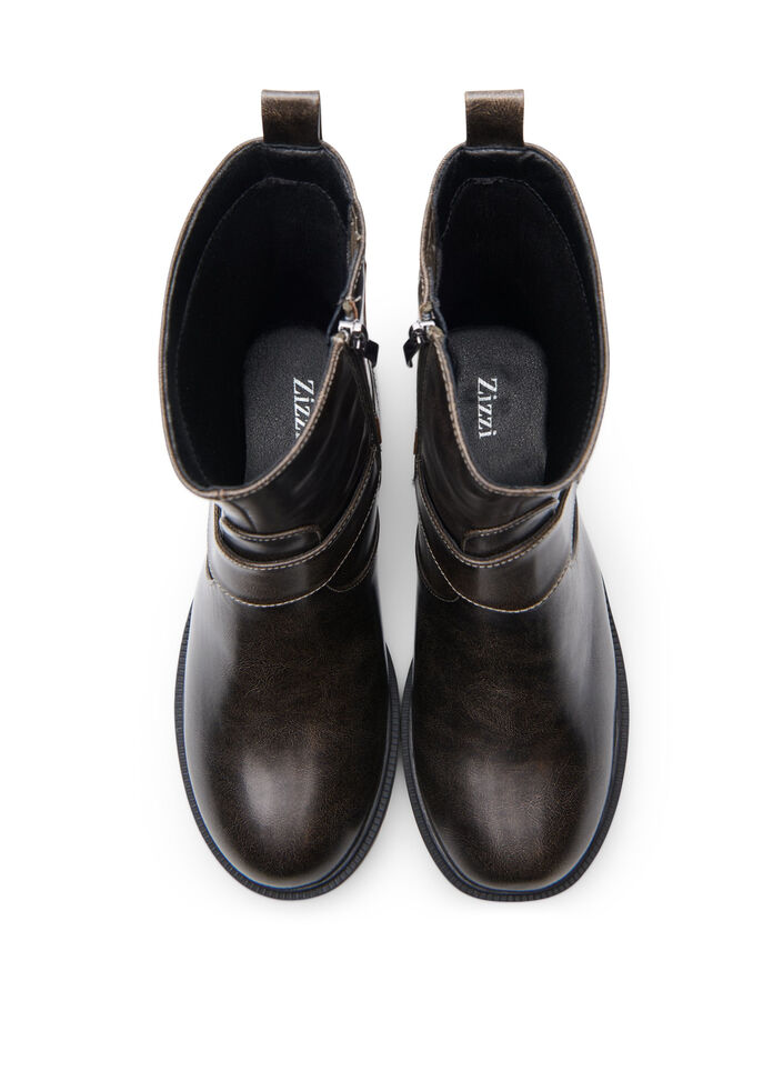 Extra-Weite - Kurzer Biker-Stiefel, Braun, Packshot image number 2