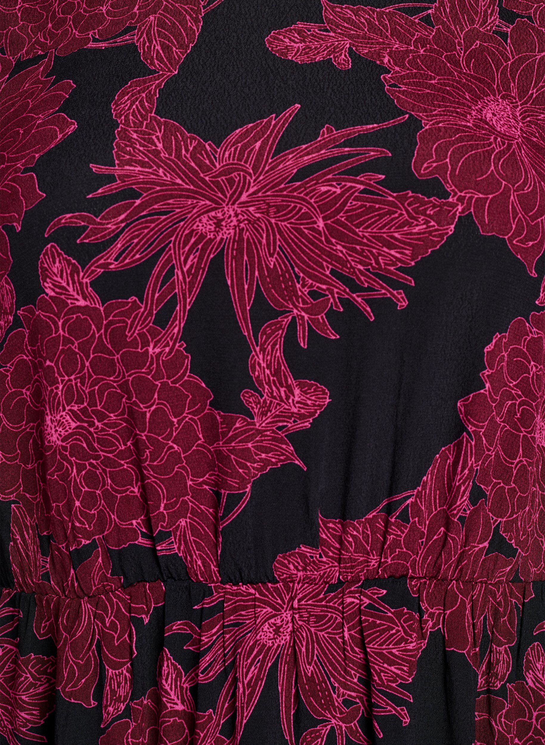 ZizziViskosekleid mit Druck und langen &Auml;rmeln, Dunkles Bordeaux, Packshot image number 2