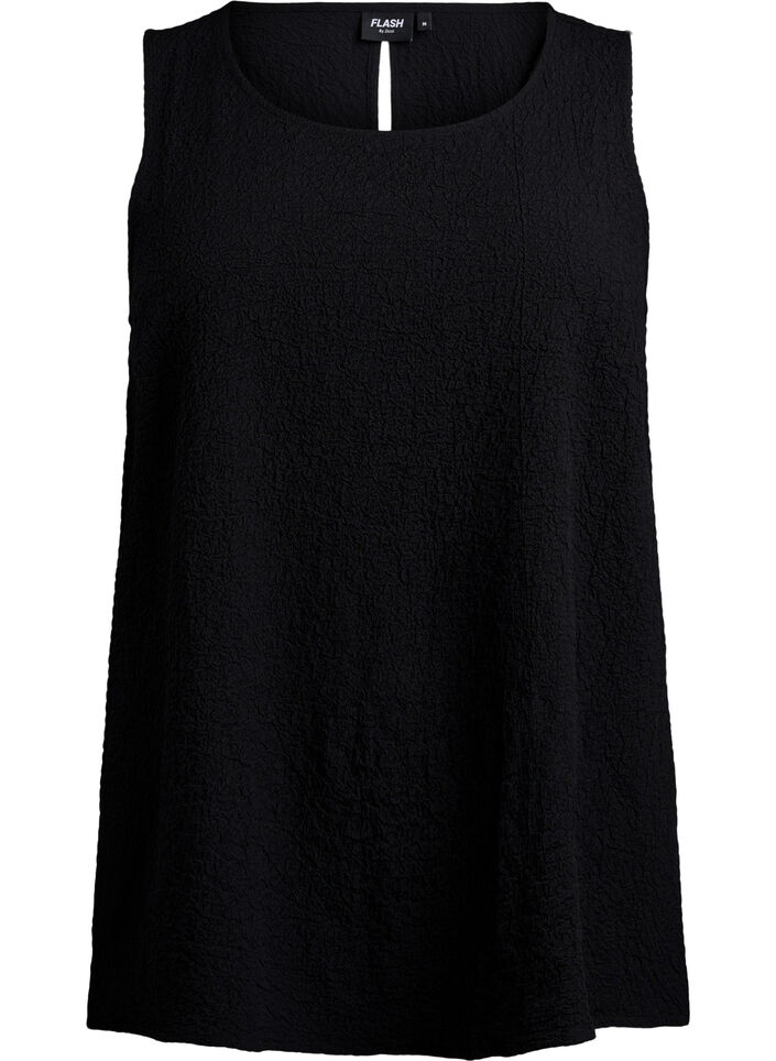 &Auml;rmelloses Top mit Struktur, Schwarz, Packshot image number 0