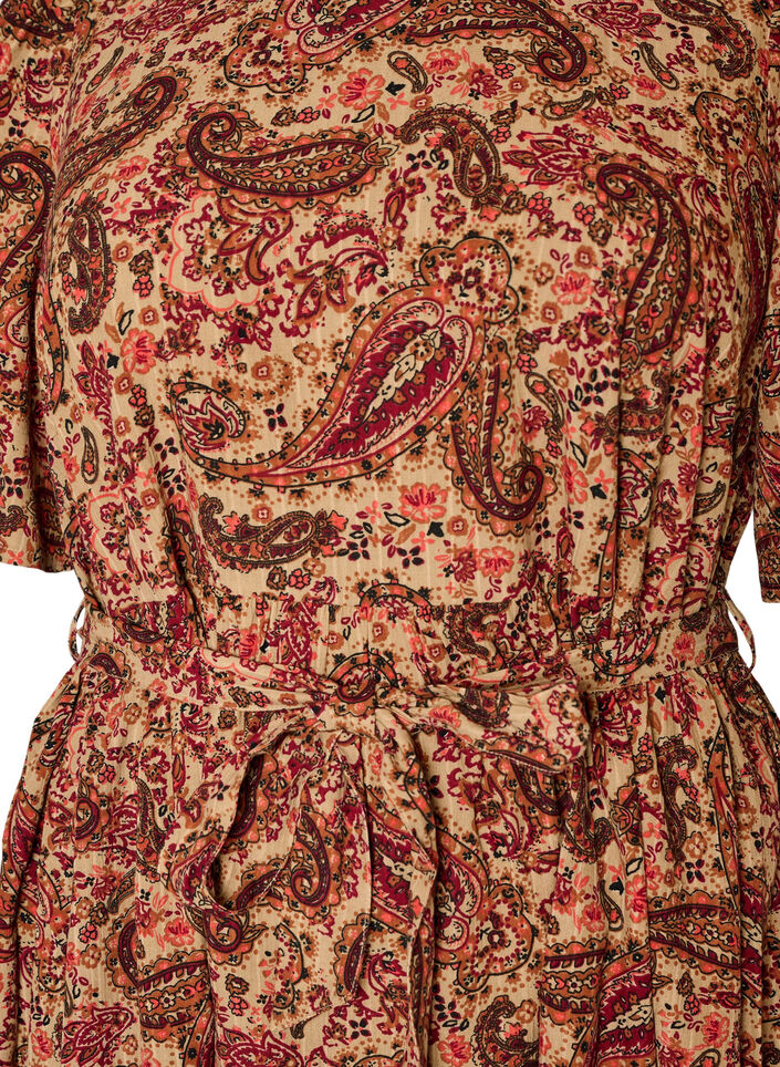 Kleid mit Paisleymuster und Bindeg&uuml;rtel, Braun, Packshot image number 2