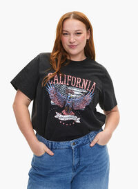 T-Shirt aus Bio-Baumwolle mit Adlermotiv, Grey California, Model
