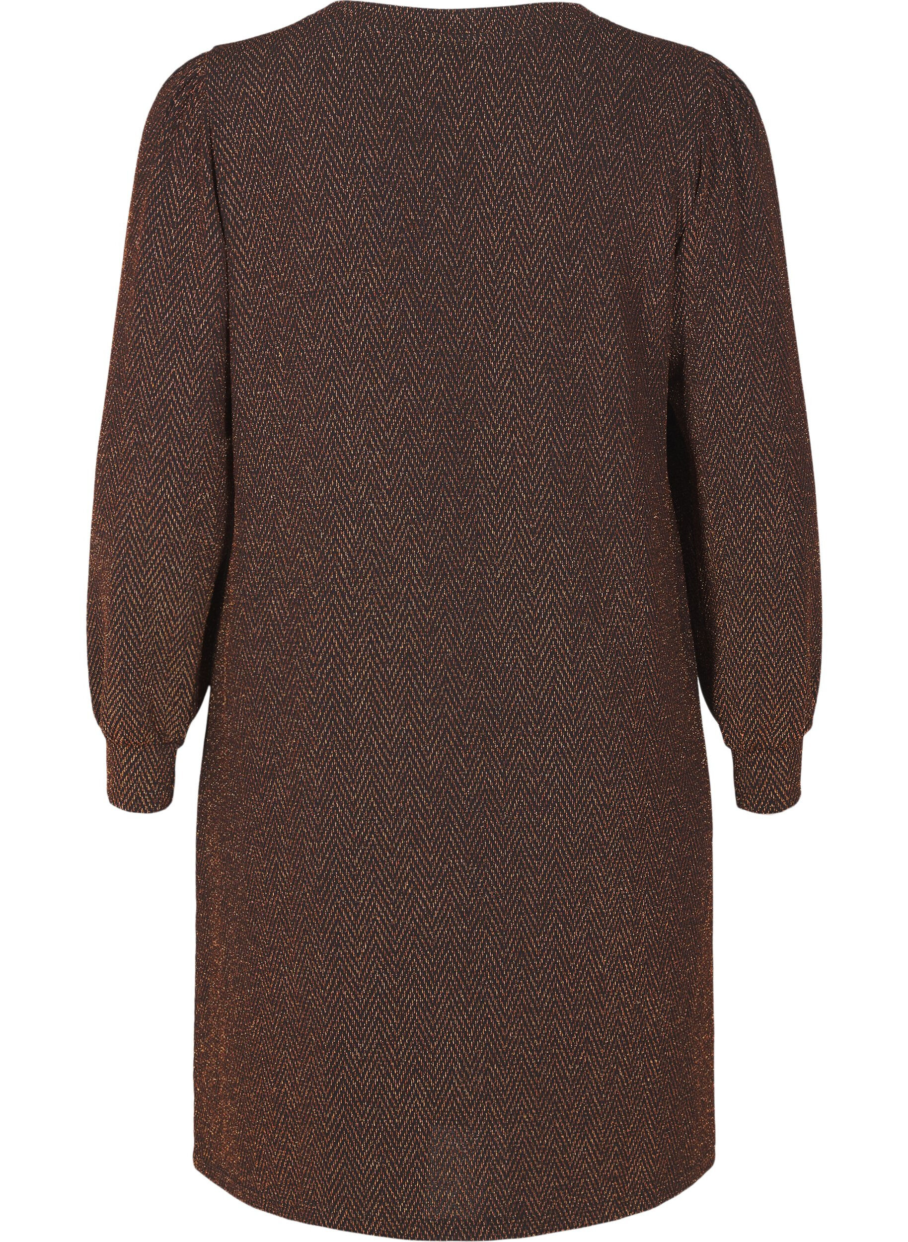 ZizziKleid mit Zickzackmuster und Glitzer, Copper ZigZagShimmer, Packshot image number 1