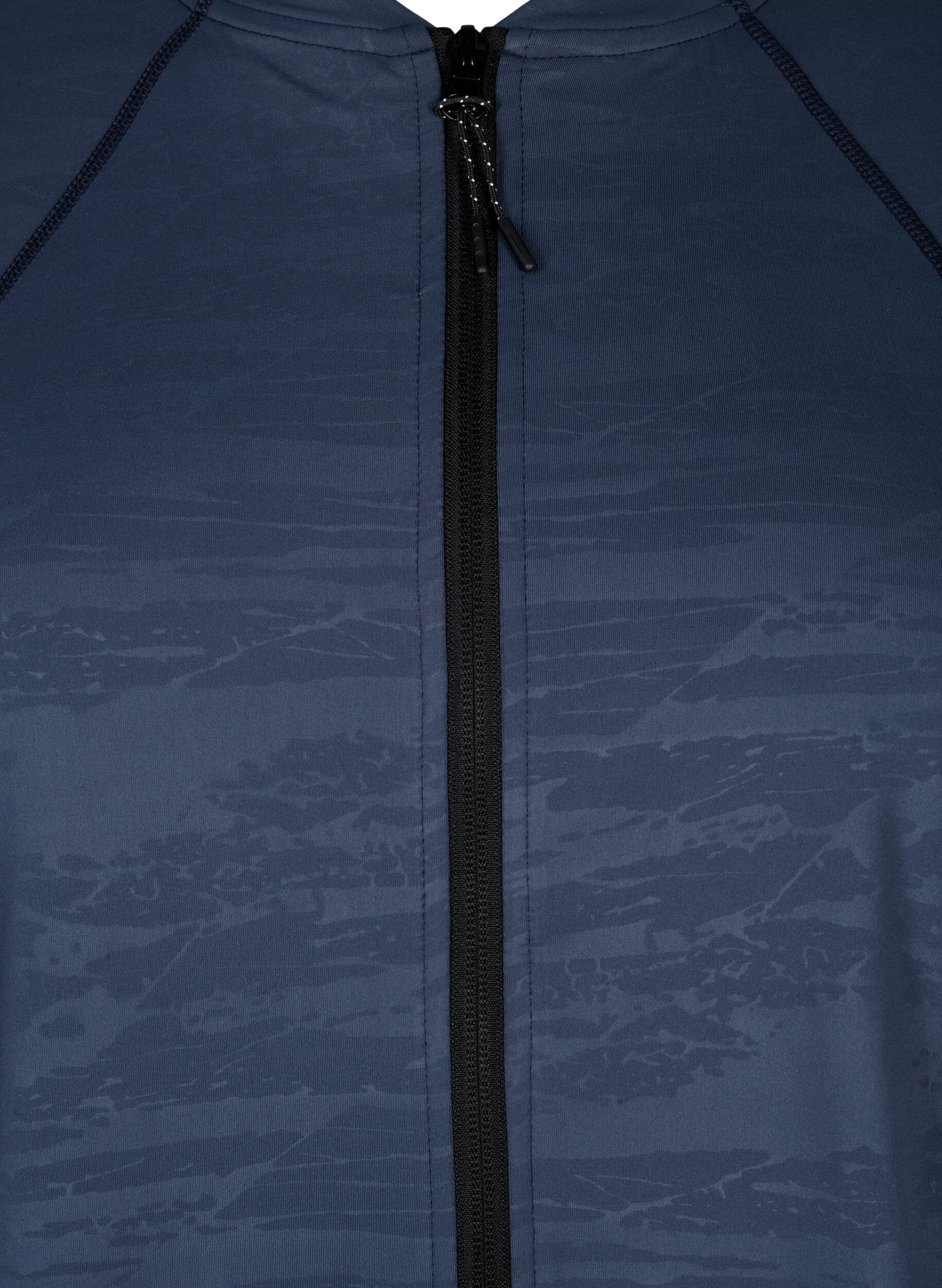 Zizzi Trainingsbluse mit Rei&szlig;verschluss, Mood Indigo, Packshot image number 2