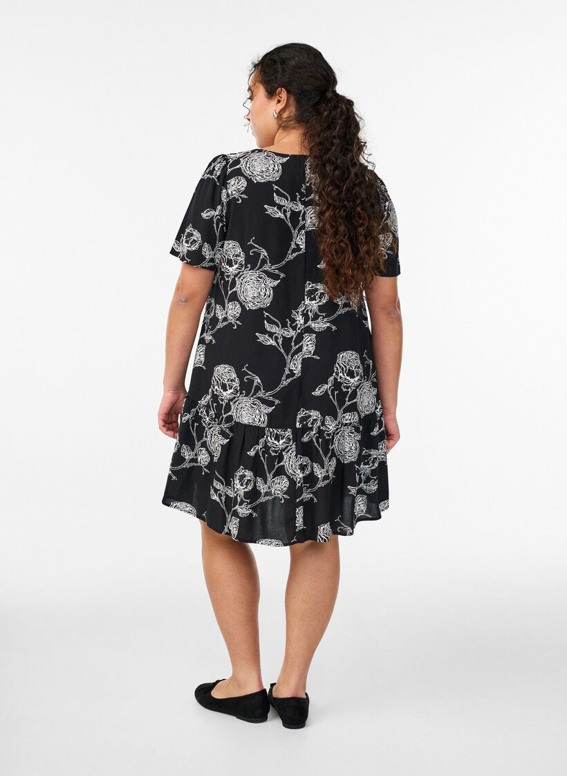 Kleid aus Viskose mit Schnittlinie, Schwarz, Model image number 2