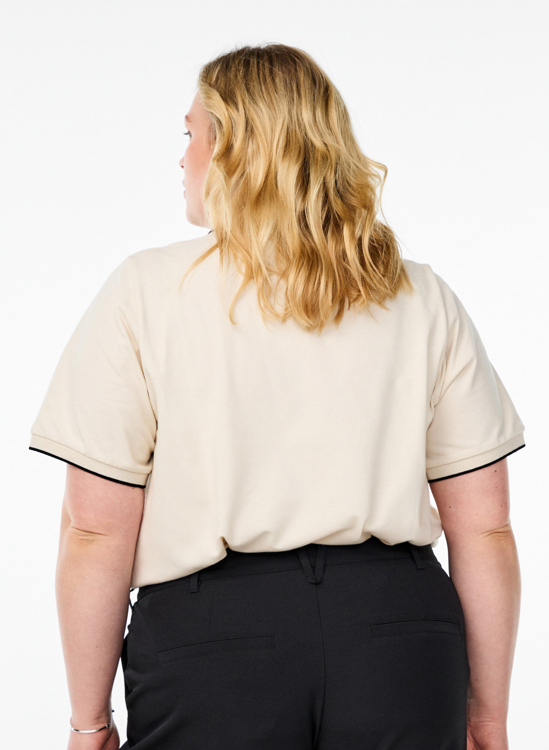 ZizziPoloshirt mit kurzen &Auml;rmeln, Beige, Model image number 2